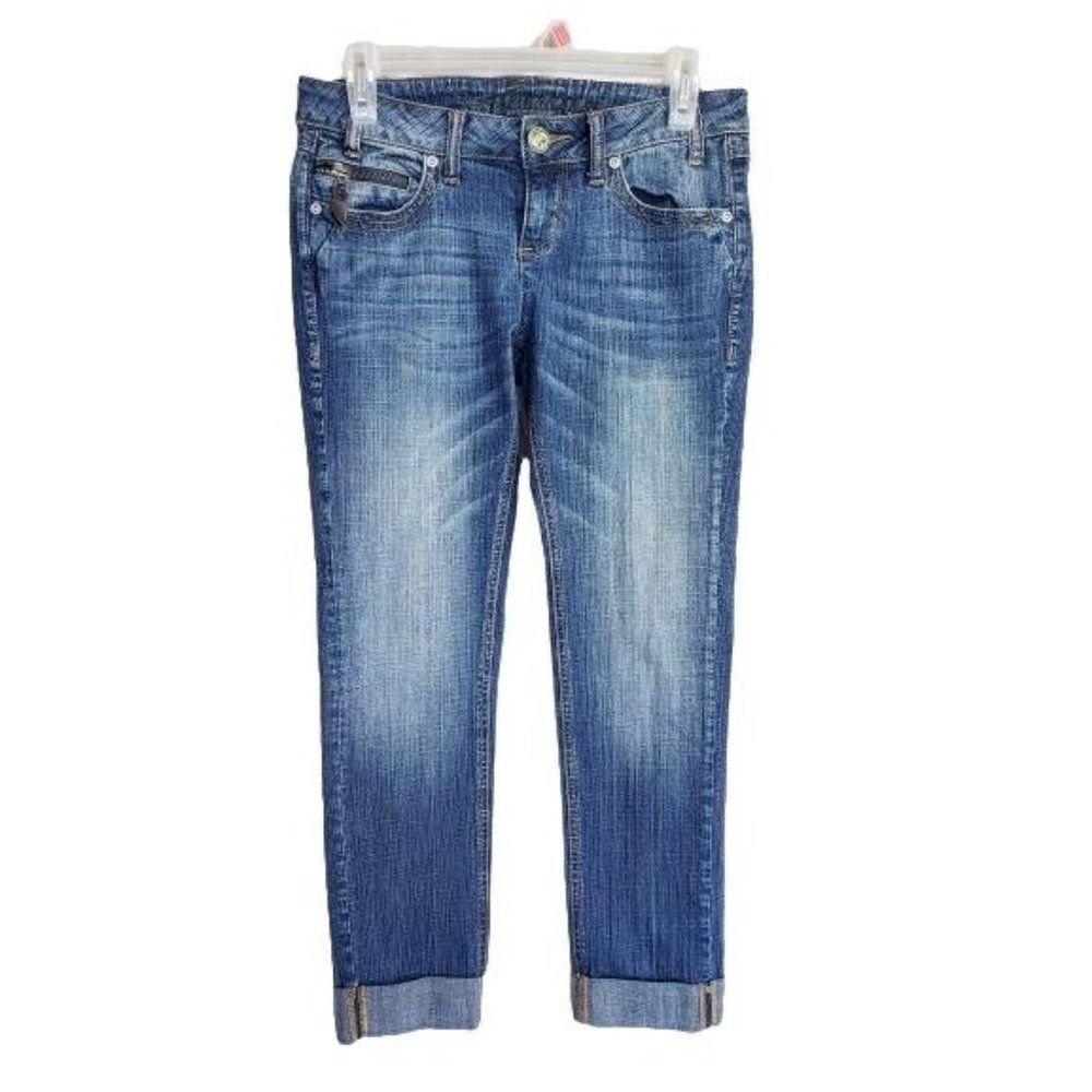Women's Jeans 3 Cropped Stretch Low Rise Denim Cuffed Jeans Size 3 NWOT